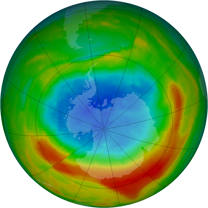 Antarctic ozone map for 18 October 1980